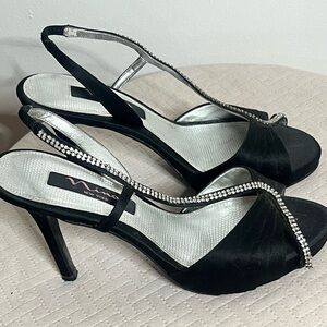 Nina Black Heels with Silver Accents